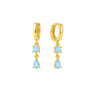 Adelaine drop huggies Gold/Blue - Smoothie London - Sterling Silver