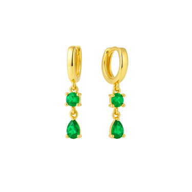 Adelaine drop huggies Gold/green - Smoothie London - Sterling Silver