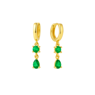 Adelaine drop huggies Gold/green - Smoothie London - Sterling Silver