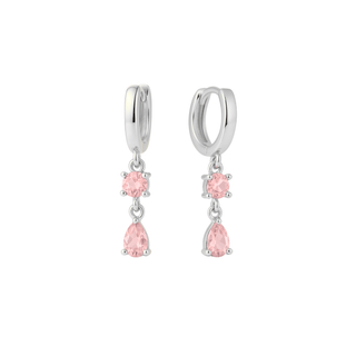 Adelaine drop huggies Pink/silver - Smoothie London - Sterling Silver
