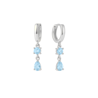Adelaine drop huggies Silver/blue - Smoothie London - Sterling Silver