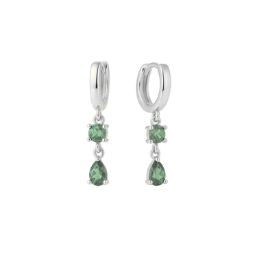 Adelaine drop huggies Silver/green - Smoothie London - Sterling Silver
