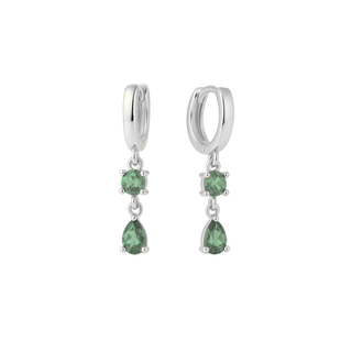 Adelaine drop huggies Silver/green - Smoothie London - Sterling Silver