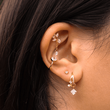 Chain drop leaf flatback gold - Smoothie London - Gold - plated Titanium