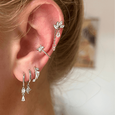 Chain drop leaf flatback silver - Smoothie London - Titanium