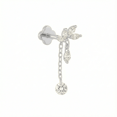 Chain drop leaf flatback silver - Smoothie London - Titanium