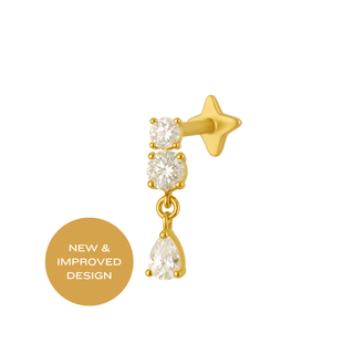 Dangle flatback stud gold - Smoothie London - Gold - plated Titanium