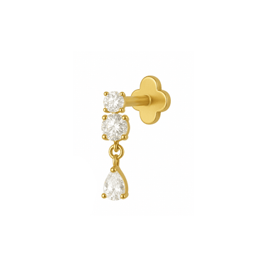 Dangle flatback stud gold - Smoothie London - Gold - plated Titanium