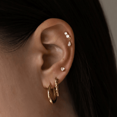 Dangle flatback stud gold - Smoothie London - Gold - plated Titanium