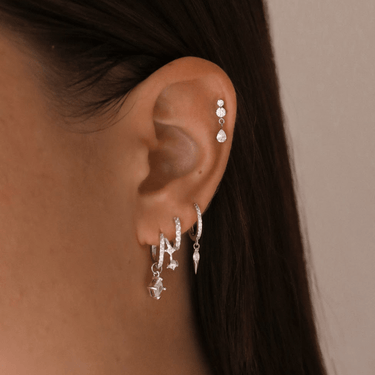 Eclipsa Illusion Huggies Silver Pair - Smoothie London - 18k Gold - plated Sterling Silver