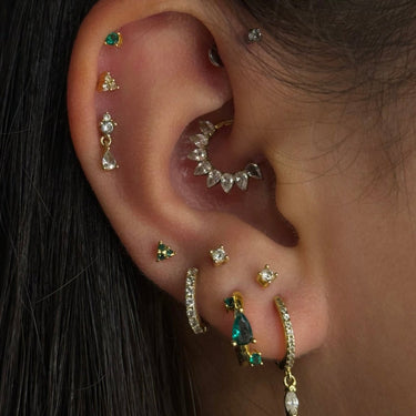 Ethereal huggies gold/green - Smoothie London - 18k Gold - plated Sterling Silver