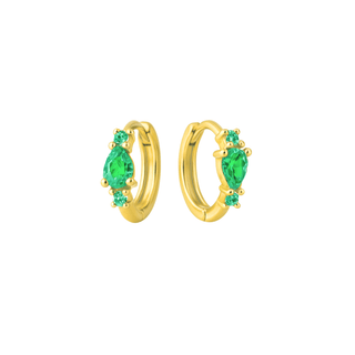 Ethereal huggies gold/green - Smoothie London - Sterling Silver