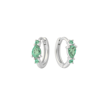 Ethereal huggies silver/green - Smoothie London - Sterling Silver