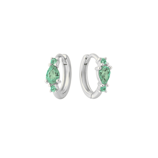 Ethereal huggies silver/green - Smoothie London - Sterling Silver