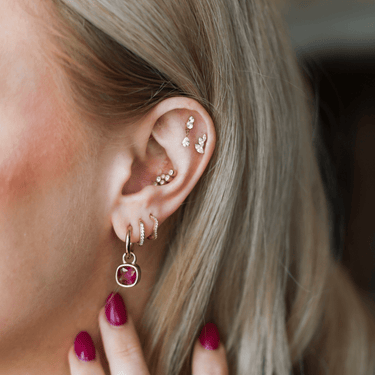 Geo Hoops Ruby Gold - Smoothie London - PureTone™ Waterproof Gold