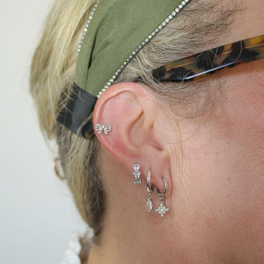 Jelly Heart Huggies Clear silver - Smoothie London - Sterling Silver