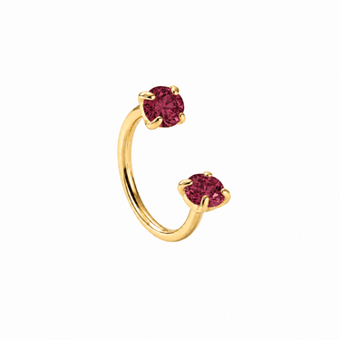 Roxi U hoop Gold/Ruby - Smoothie London - Gold-plated Titanium