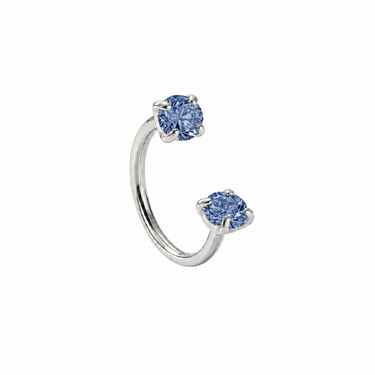 Roxi U hoop Silver/Sapphire - Smoothie London - PureTone Titanium Silver