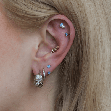 Tête-à-Tête flatback Sapphire/Silver - Smoothie London - PureTone Titanium Silver