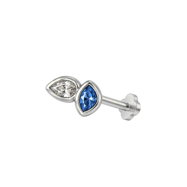 Tête-à-Tête flatback Sapphire/Silver - Smoothie London - PureTone Titanium Silver