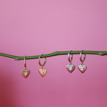 Vintage heart huggies gold - Smoothie London - Sterling Silver