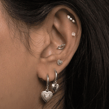 Vintage heart huggies silver - Smoothie London - Sterling Silver