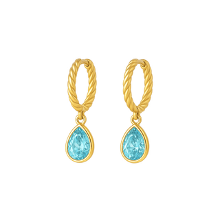 Willow Twisted Huggies Aquamarine/Gold - Smoothie London - 18k Gold - plated Sterling Silver