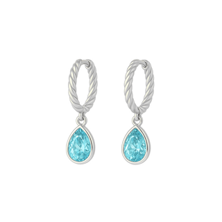 Willow Twisted Huggies Aquamarine/Silver - Smoothie London - Sterling Silver