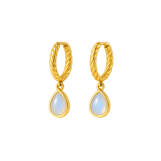 Willow Twisted Huggies Moonstone/Gold - Smoothie London - 18k Gold - plated Sterling Silver