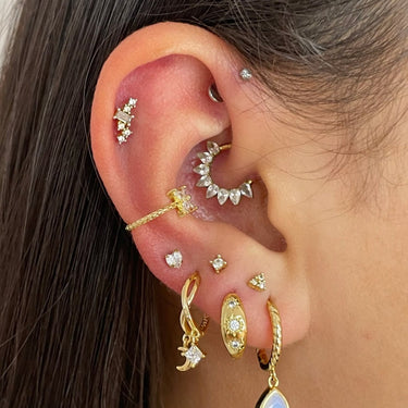 Willow Twisted Huggies Moonstone/Gold - Smoothie London - 18k Gold - plated Sterling Silver