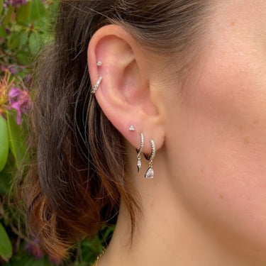 Amalfi Drop Huggies White/Silver - Smoothie London - Sterling Silver