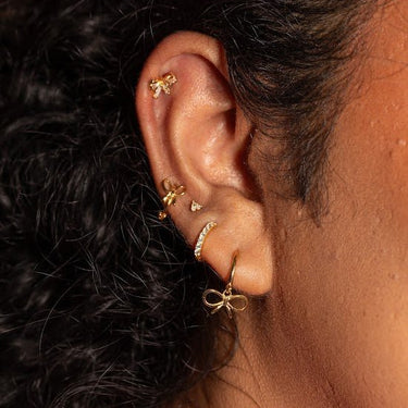 Diamante Gold Pave Huggies - Smoothie London - Sterling Silver