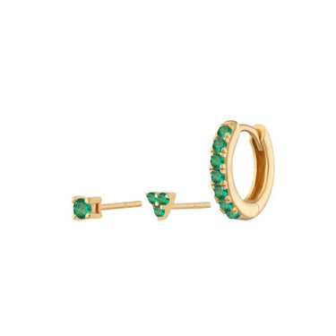 Everyday Ear Party Green/Gold - Smoothie London - Sterling Silver