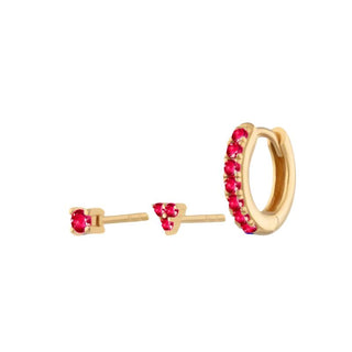 Everyday Ear Party Ruby/Gold - Smoothie London - Sterling Silver