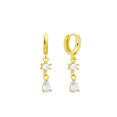 Adelaine drop huggies Gold/clear - Smoothie London - Sterling Silver