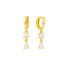 Adelaine drop huggies Gold/clear - Smoothie London - Sterling Silver