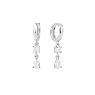 Adelaine drop huggies Silver/clear - Smoothie London - Sterling Silver