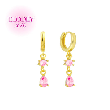 Adelaine pink drop huggies - Smoothie London - Sterling Silver