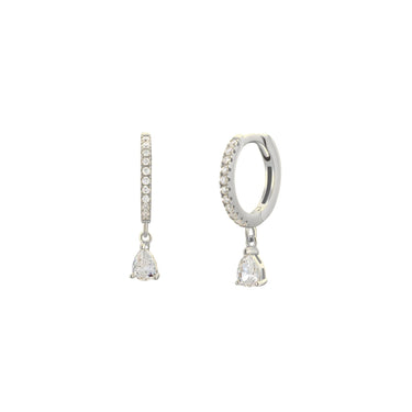 Amalfi Drop Huggies White/Silver - Smoothie London - Sterling Silver