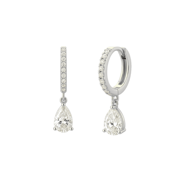 Amalfi Drop Huggies White/Silver - Smoothie London - Sterling Silver