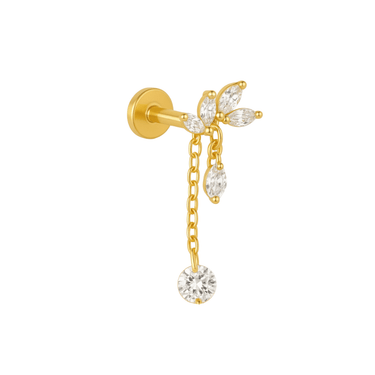 Chain drop leaf flatback gold - Smoothie London - Gold - plated Titanium
