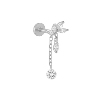 Chain drop leaf flatback silver - Smoothie London - Titanium