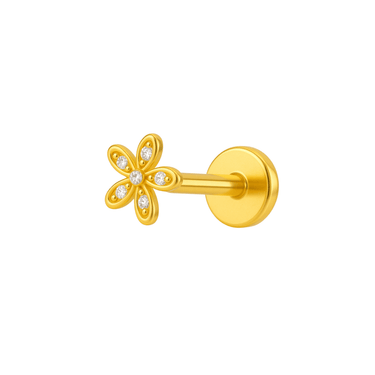 Curved flower flatback gold - Smoothie London - Gold - plated Titanium