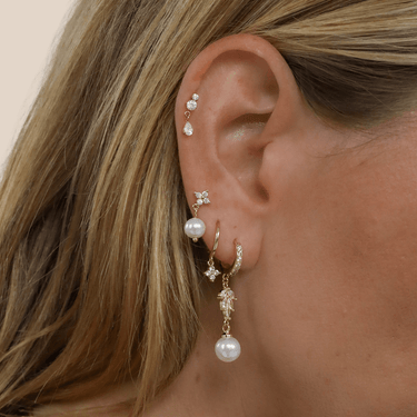 Dangle flatback stud gold - Smoothie London - Gold - plated Titanium