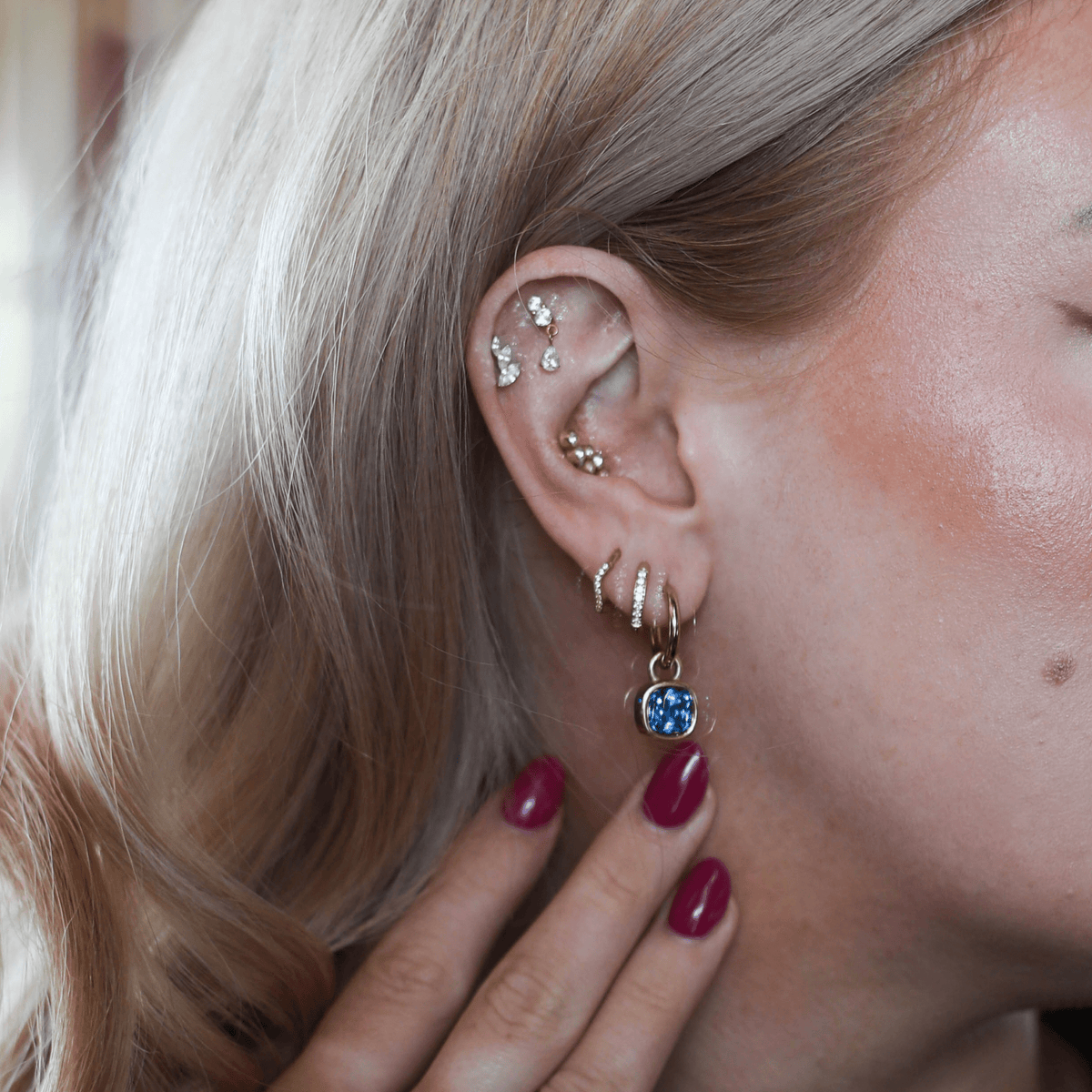 Dangle flatback stud gold - Smoothie London - Gold-plated Titanium