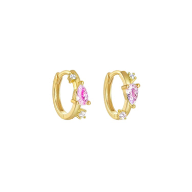 Ethereal huggies gold/pink - Smoothie London - Sterling Silver