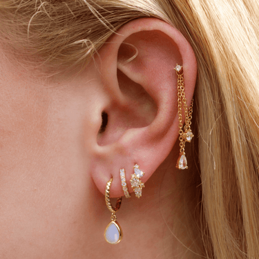 Everglade Cluster Huggies Gold/Lilac - Smoothie London - 18k Gold - plated Sterling Silver