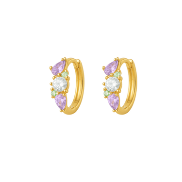Everglade Cluster Huggies Gold/Lilac - Smoothie London - 18k Gold - plated Sterling Silver