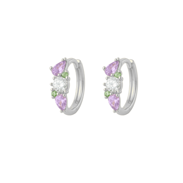 Everglade Cluster Huggies Silver/Lilac/Sage - Smoothie London - Sterling Silver