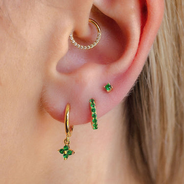 Everyday Ear Party Green/Gold - Smoothie London - Sterling Silver
